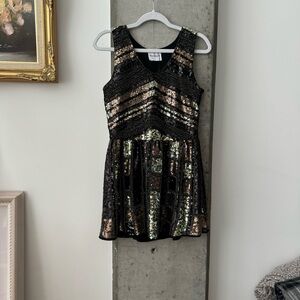 Sundays Black and Gold Sequin Mini Dress